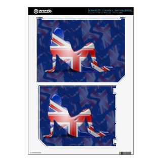 British Girl Silhouette Flag Decal For Nintendo Wii