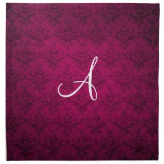 Monogram vintage plum pink damask cloth napkin