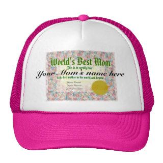World's Best Mom Certificate Mesh Hats