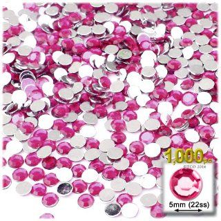 The Crafts Outlet 1000 Piece Flat Back Round Rhinestones, 5mm, Hot Pink/Rose