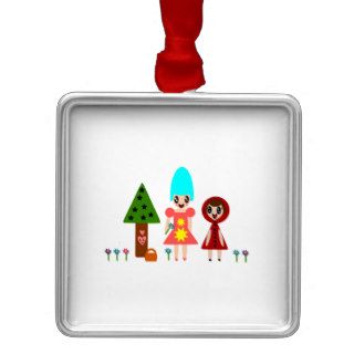 Little Red Riding Hood and Grandma Among the Flowe Ornaments