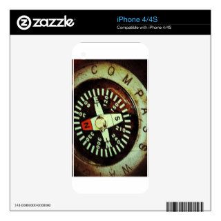 Antique Compass Macro Photograph Decal For iPhone 4