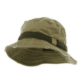 Frayed Cotton Twill Washed Bucket Hat   Khaki at  Mens Clothing store