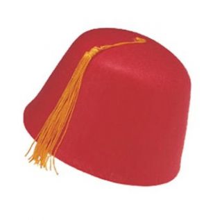 Red Fez Hat w/ Gold Tassle Shriner Dr. Who Halloween One Size Toys & Games