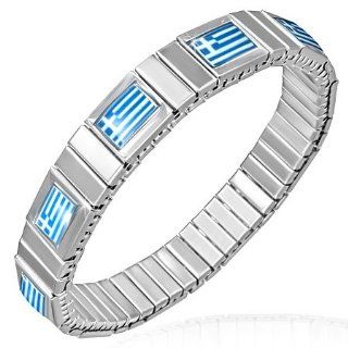 B391 B391 Stainless Steel Flag Of Greece Stretch Bracelet Jewelry