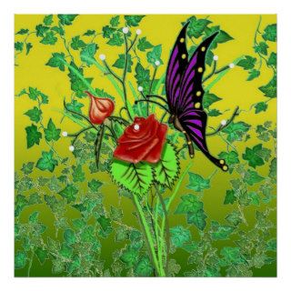Butterfly and Rose Print