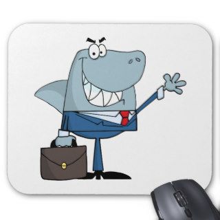Business Shark Waving A Greeting Mouse Pads