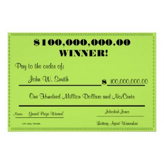 Fake Lottery Check Huge Print