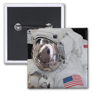 Astronaut's helmet visor during a spacewalk pins