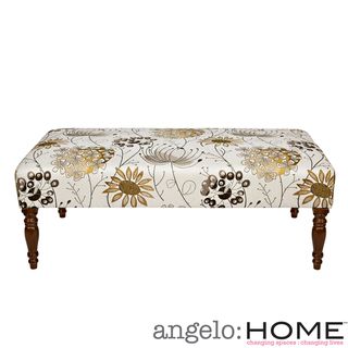 angeloHOME Brighton Hill Spring Parisian Red Flower Cocktail Ottoman ANGELOHOME Benches