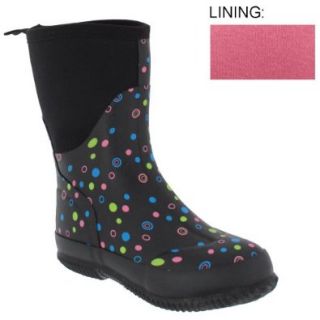 Capelli New York Fisheye Dots Ladies Short Techno Neoprene & Rubber Body Rain Boots Black Combo 9 Shoes