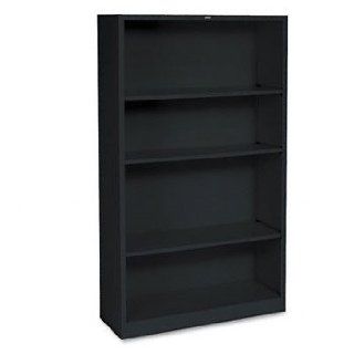 NEW   Metal Bookcase, 4 Shelves, 34 1/2w x 12 5/8d x 59h, Black   S60ABCP   General Purpose Storage Rack Hooks