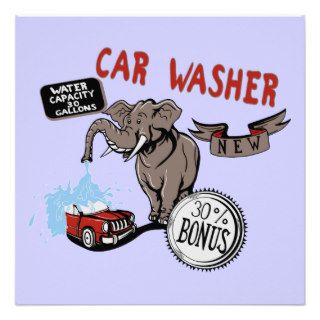 Car Wash Elephant   Groovy Cartoon Art Announcements