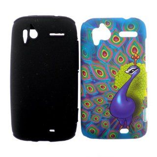 HTC Sensation 4G 4 G Purple Peacock Bird Animal Design Dual Layer Hybrid 2 in 1 Snap On Hard Protective Cover and Black Silicone Case Cell Phone Cell Phones & Accessories