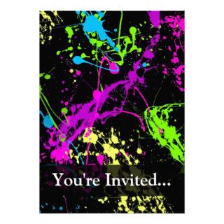 Personalized Black/Neon Splatter Invite