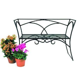 Achla Lawn & Garden Patio Black Wrought Iron Arbor Bench with Back Cushion Metal Outdoor Furniture  Outdoor And Patio Furniture  Patio, Lawn & Garden