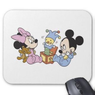 Baby Mickey and Toddler Minnie playing Mouse Pad