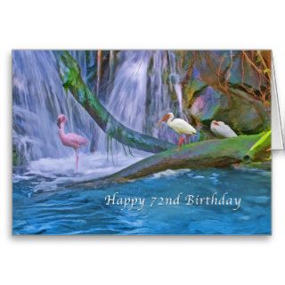 Birthday, 72nd, Tropical Waterfall, Wild Birds Card