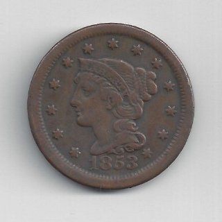 1853 U.S. Large Cent Coin   Braided Hair Variety 
