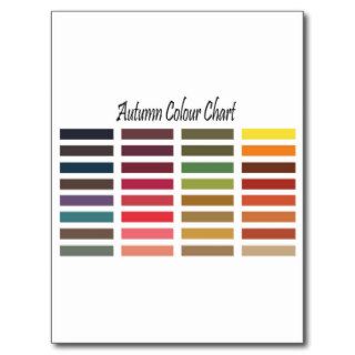 Autumn color chart postcards