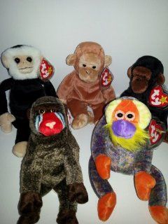 Ty Beanie Babies   Lot of 5 Different Monkeys Toys & Games