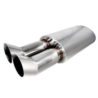 Universal Fitment Dtm Style Dual Tip Muffler Stainless Steel Automotive