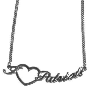 NFL New England Patriots Heart Script Necklace  Sports Fan Necklaces  Sports & Outdoors