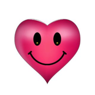 3D Pink Heart Happy Smiley Heart Sticker