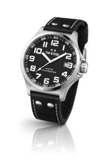 TW Steel TW408 Pilot Black Leather Strap Watch Watches