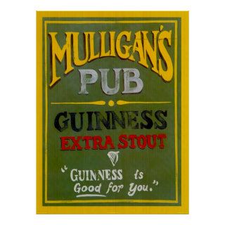 Mulligans Pub Guinness Extra Stout Ale  Print