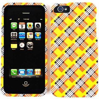 Apple IPhone 5 Orange Yellow Plaid Case Cover Protector Skin Housing Snap On Cell Phones & Accessories