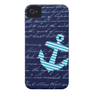 Nautical Striped blue anchor iphone 4 case
