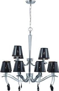 Nuvo Lighting 60/4416 Two Tier Twelve Light Grace Chandelier with Semi Transparent Gloss Black Shade, Polished Chrome     