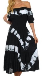 Sakkas 4702 Tie Dye Peasant Gypsy Boho Dress   Black   One Size