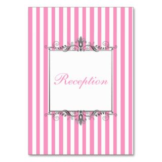 Pink and White Striped Enclosure Card Business Cards