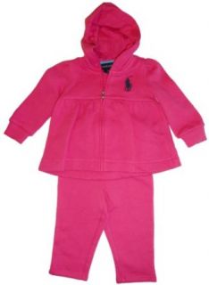 Ralph Lauren Polo Infant Girl's 2 Piece Fleece Jog Set Pink (9 Months) Infant And Toddler Pants Clothing Sets Clothing