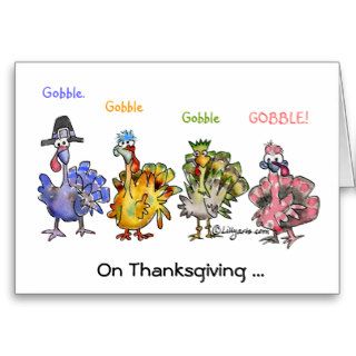 Funny Cartoon Thanksgiving Turkeys Greeting Card