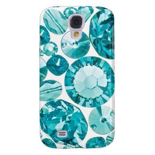 Elegant Sparkle Girly Turquoise Crystals Bling Gem Galaxy S4 Cover
