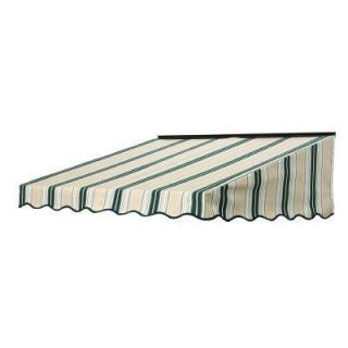 NuImage Awnings 5 ft. 2700 Series Fabric Door Canopy (17 in. H x 41 in. D) in Forest Green/Beige/Natural Fancy Stripe 27X7X60493203X