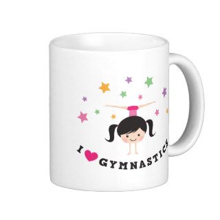 I love gymnastics cartoon girl doing handstand cup coffee mug