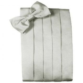 Silk Platinum Tuxedo Cummerbund and Bow Tie Set at  Mens Clothing store