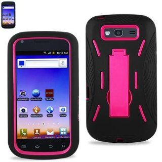 Samsung Galaxy S Blaze 4G / T769 Black / Hot Pink Combo Silicone Case + Hard Cover + Kickstand Hybrid Case For T Mobile Cell Phones & Accessories
