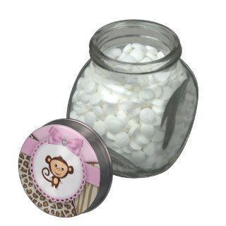 Sweet Safari Pink Monkey Baby Shower Candy Jar Jelly Belly Candy Jars