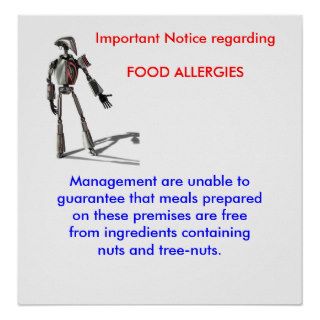 Important Notice regarding FOOD ALLERGIES Print