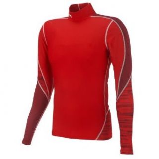 Under Armour Men's ColdGear Compression Combat Mock Turtleneck Shirt (Small, Red, Pump, White) Clothing