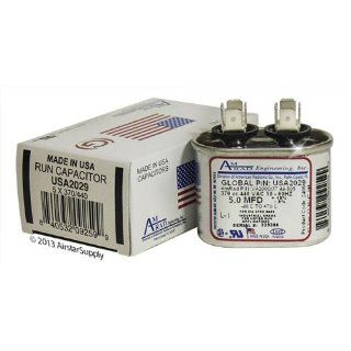 5 uf / Mfd Oval Universal Capacitor • AmRad USA2029   used for 370 or 440 VAC, Made in the U.S.A.