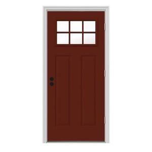 JELD WEN Craftsman 6 Lite Painted Steel Entry Door with Brickmold THDJW182500033