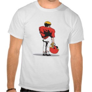 pee wee kids football player red t shirt