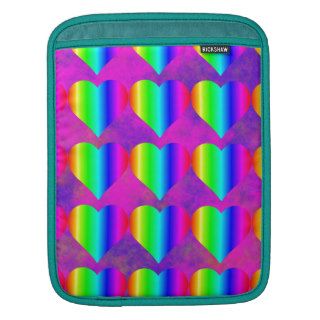 Colorful Girly Rainbow Hearts Fun Teen Pattern iPad Sleeves