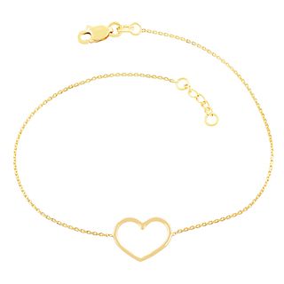 Fremada 14k Yellow Gold Sideways Open Heart Adjustable Bracelet Fremada Gold Bracelets